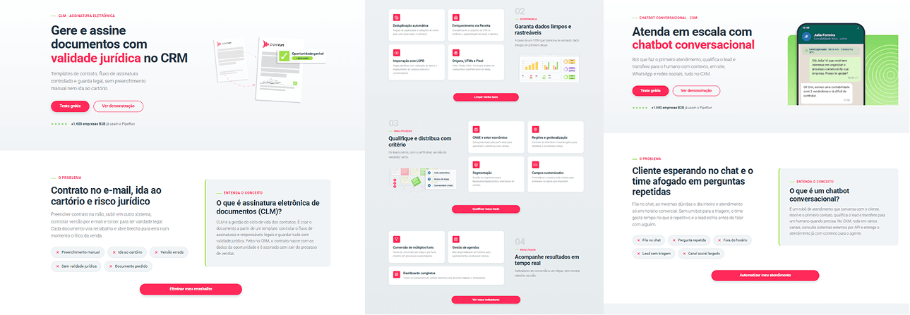 Páginas novas padronizadas e modernizadas