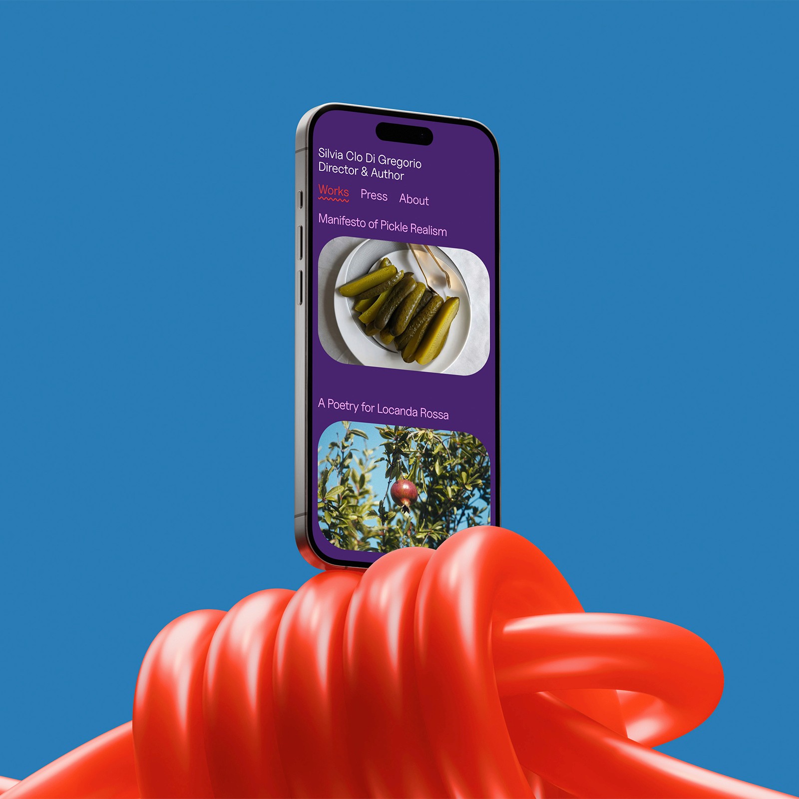 Mockup del sito web su mobile che mostra due dei progetti di Silvia Clo.