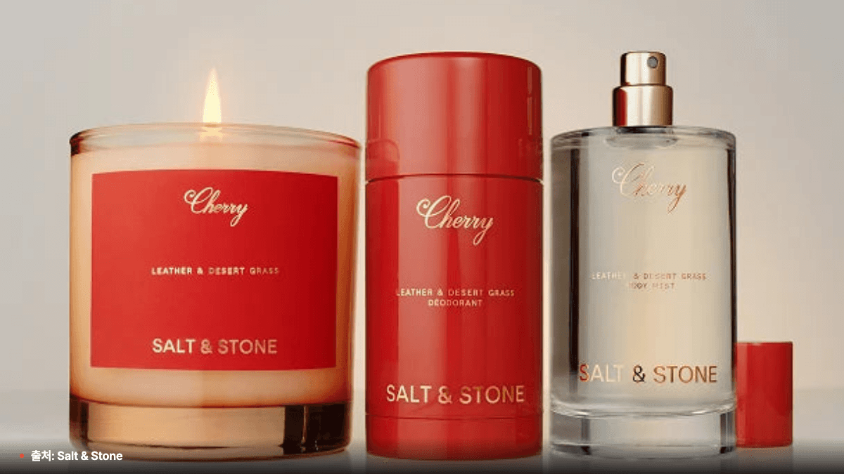 솔트앤스톤 캔들·데오드란트·향수 라인 캠페인 비주얼 (출처: Salt & Stone)