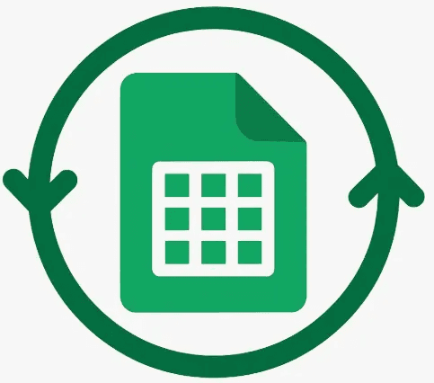 Icône synchronisation automatique données Google Sheets en temps réel