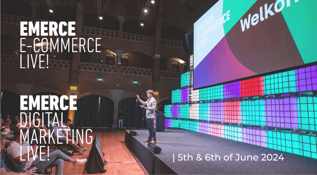 Speaker auf der Bühne von Emerce E-commerce Live und Digital Marketing Live, 5. und 6. Juni 2024