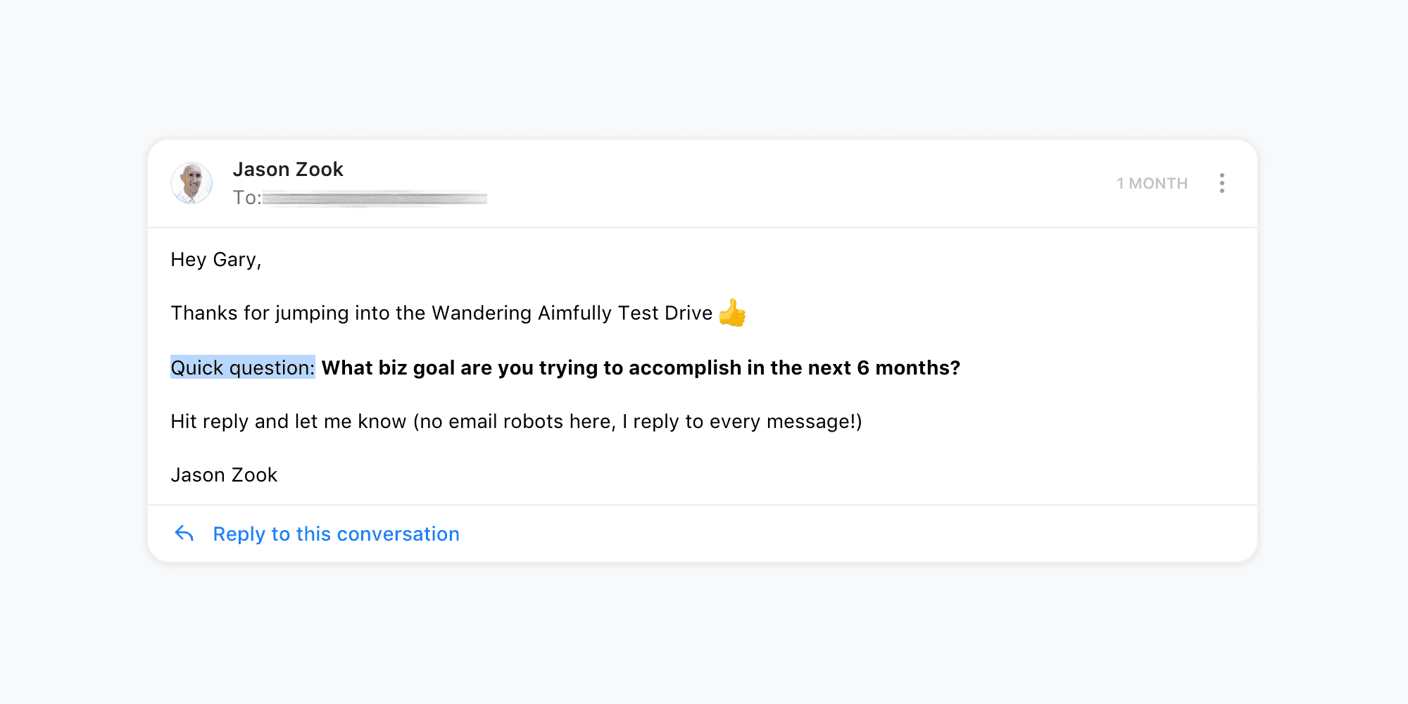 WAIM Test Drive Email