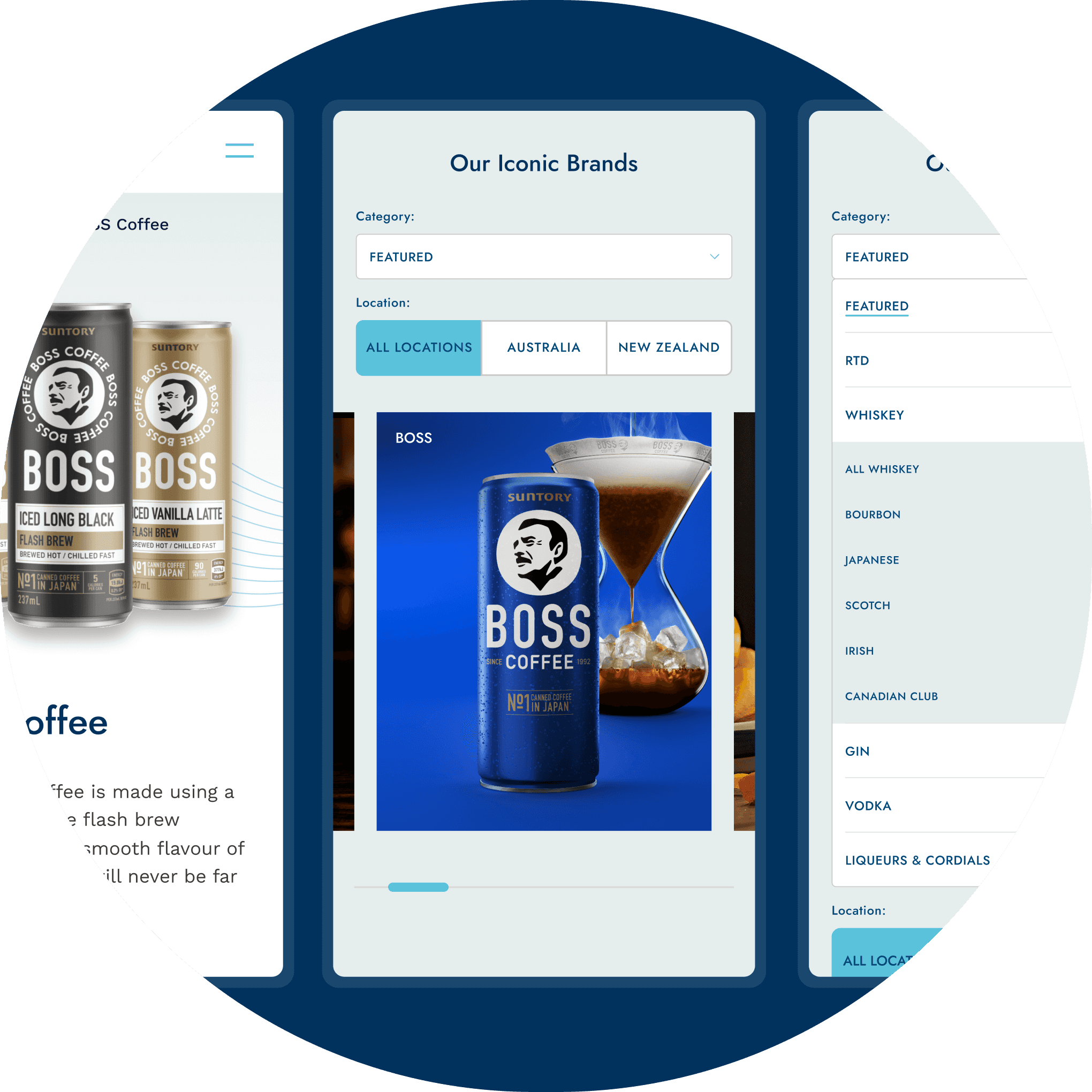 Suntory Oceania logo with ocean background