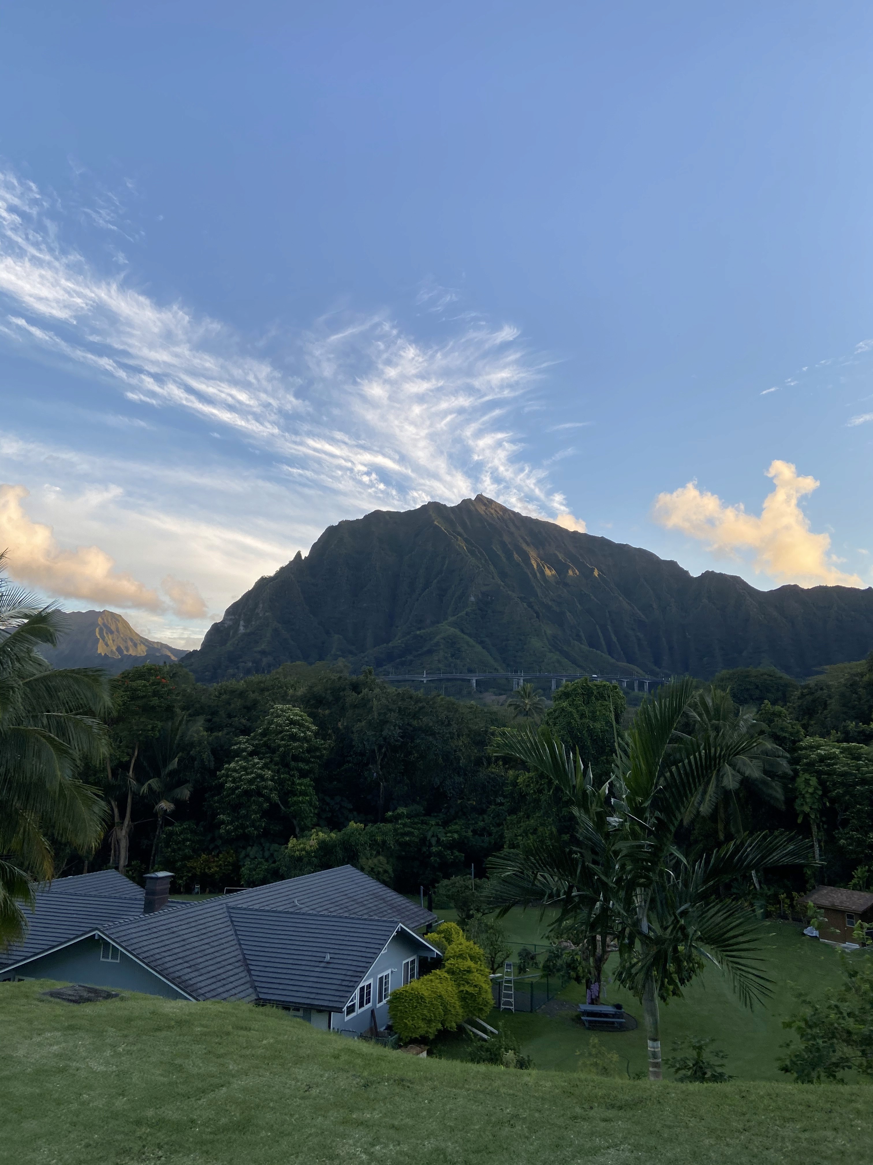 Koʻolau mountain ridge and tropical valley near Haʻikū Plantations