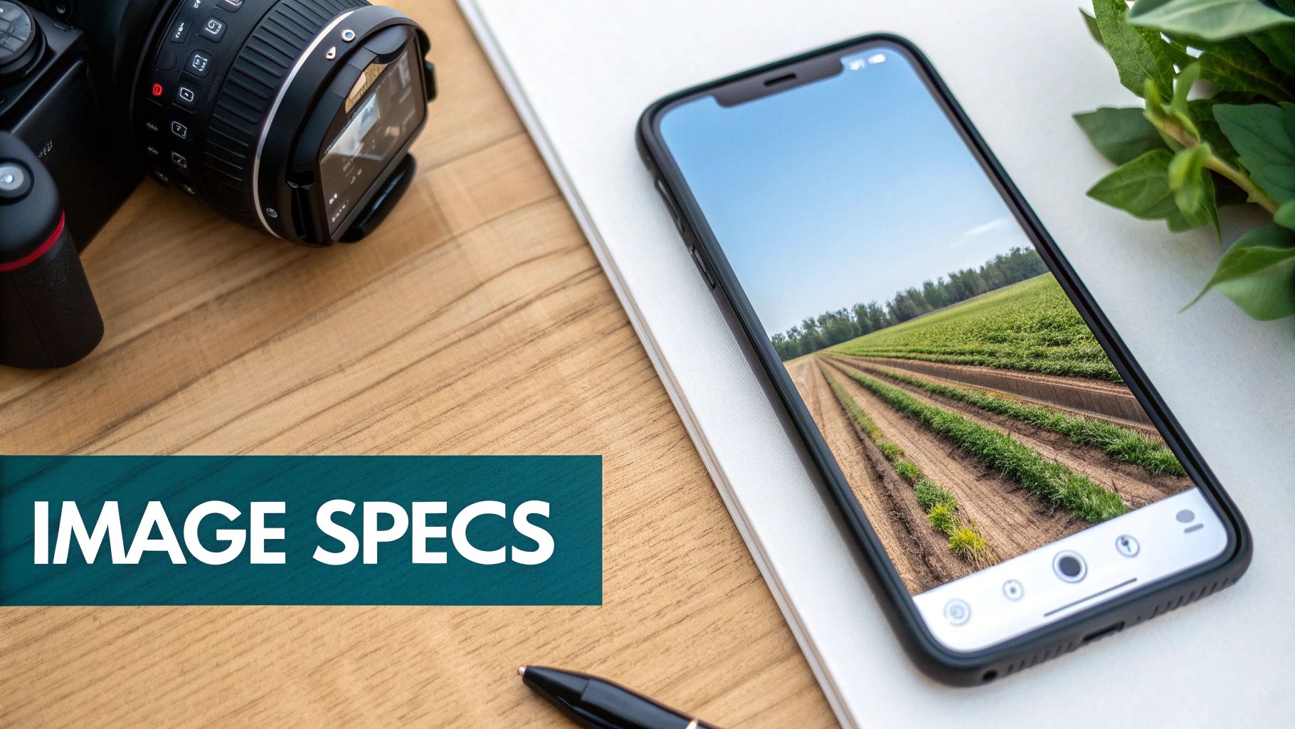 A graphic designer working on a computer, with social media image templates visible on the screen.