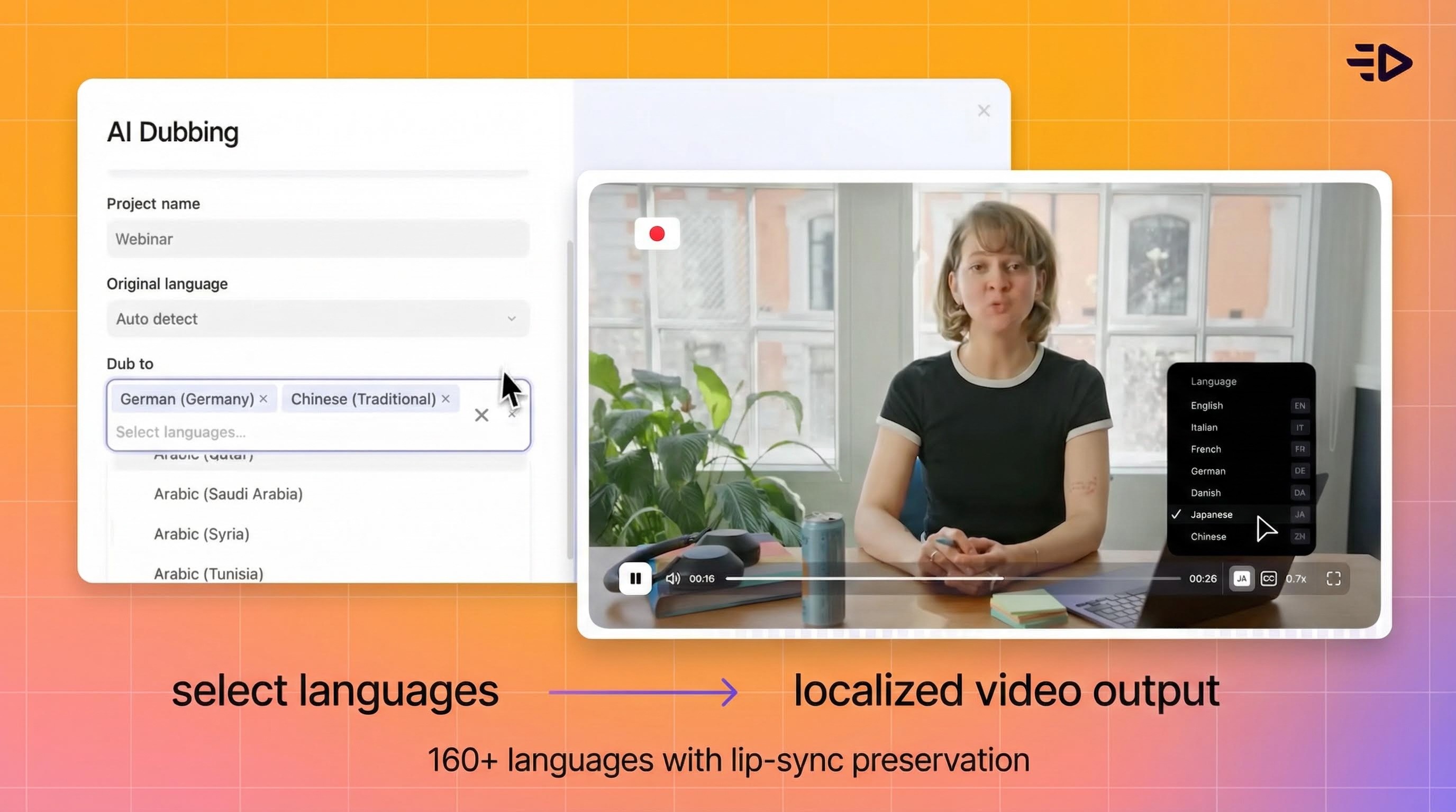 Select languages in Synthesia