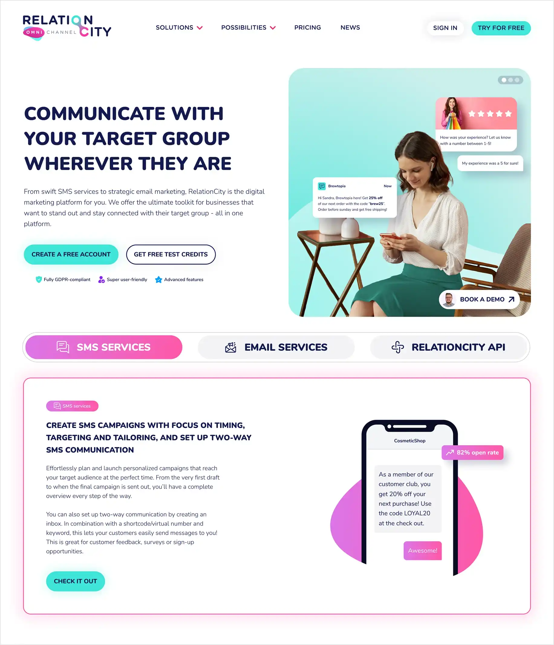 Visning af nye tiltag til design af forsiden på RelationCity