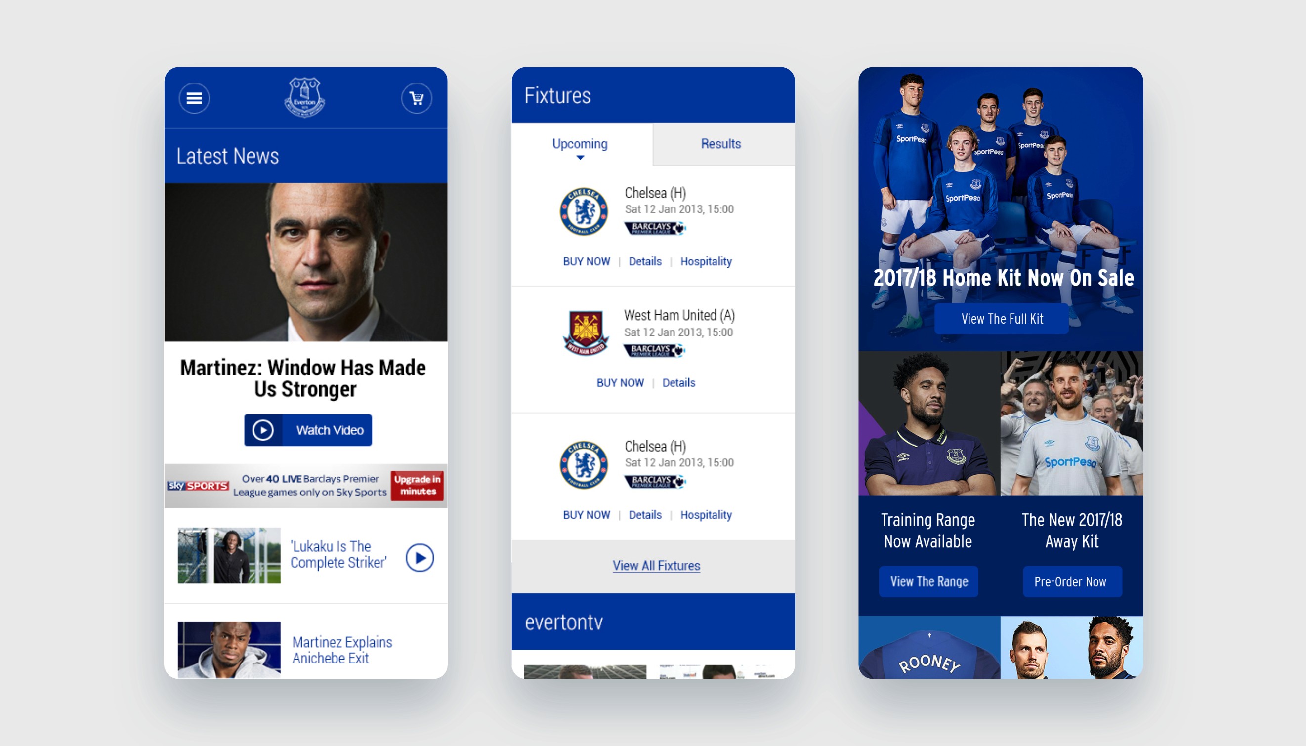 Eveton FC mobile designs