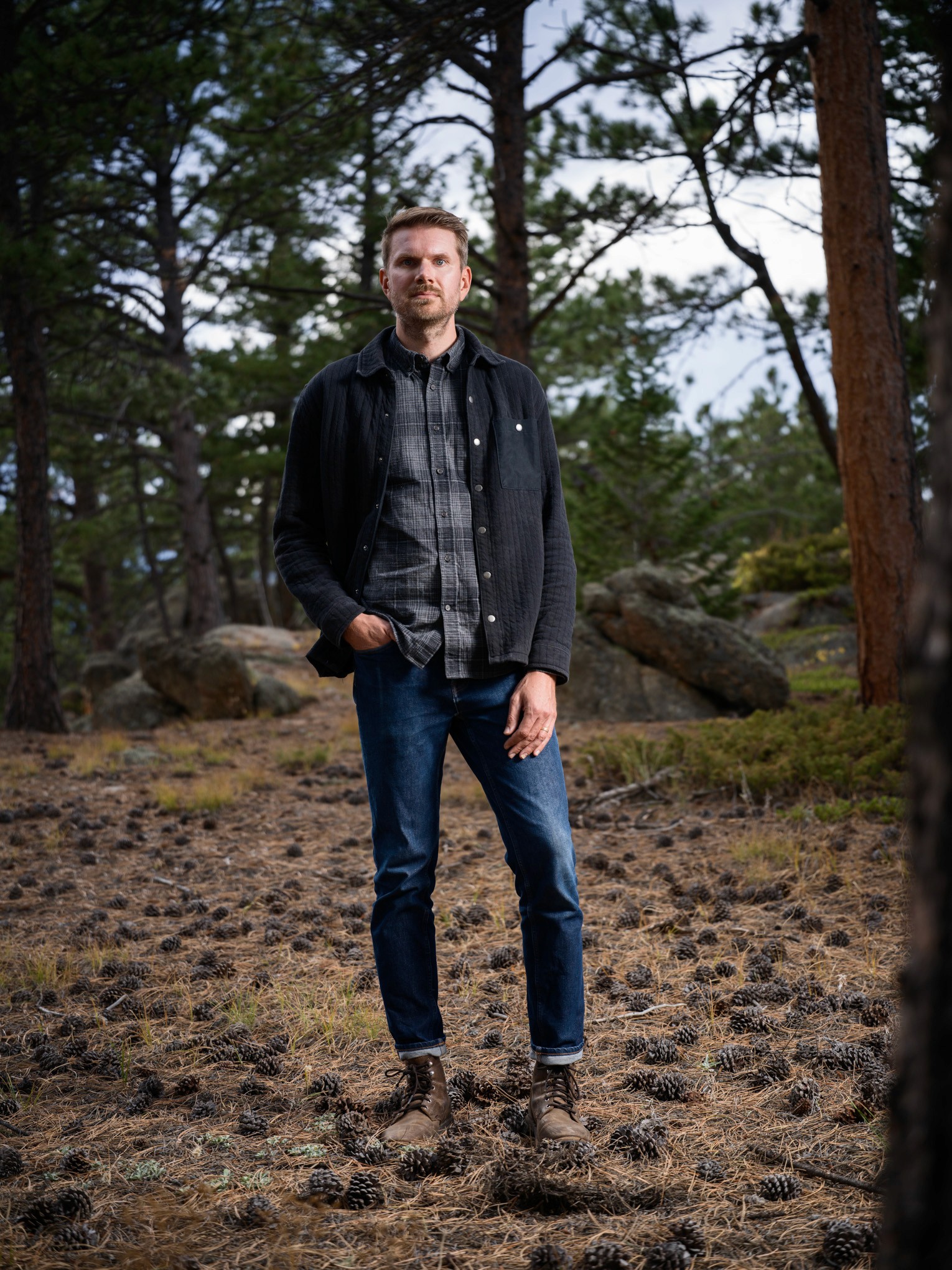 Jenny Smiley Photography outdoor portrait of Colin hiking at golden hour in Aspen Colorado