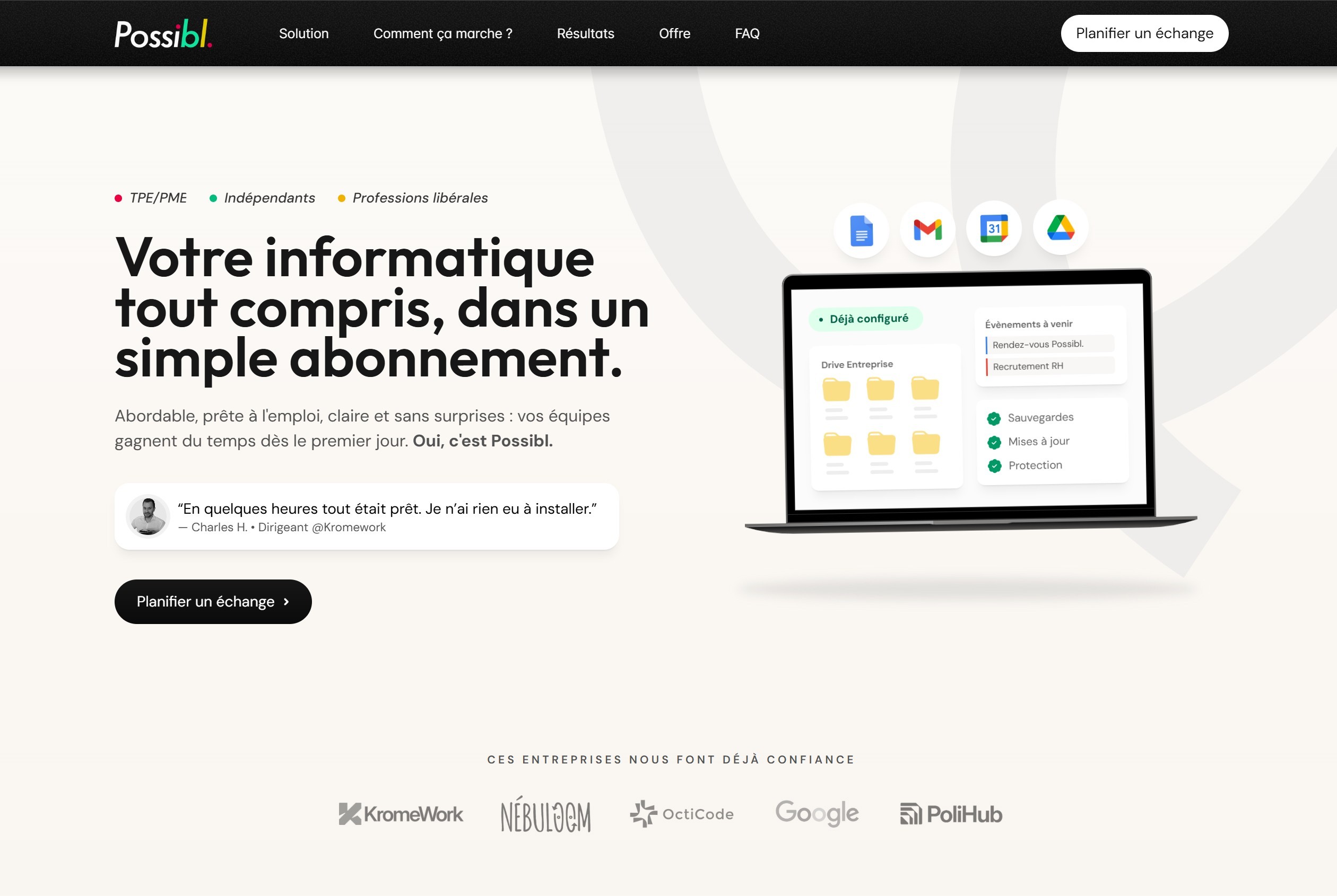 landing page framer possibl