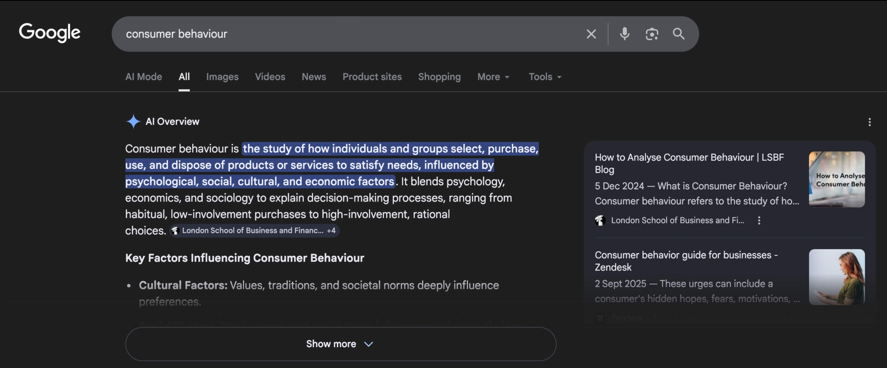google definition of consumer behaviour