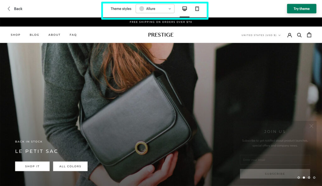 shopify alure theme example