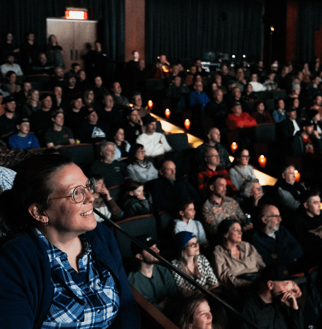 Audience members watching the Scale Of Change Film Tour in cinema