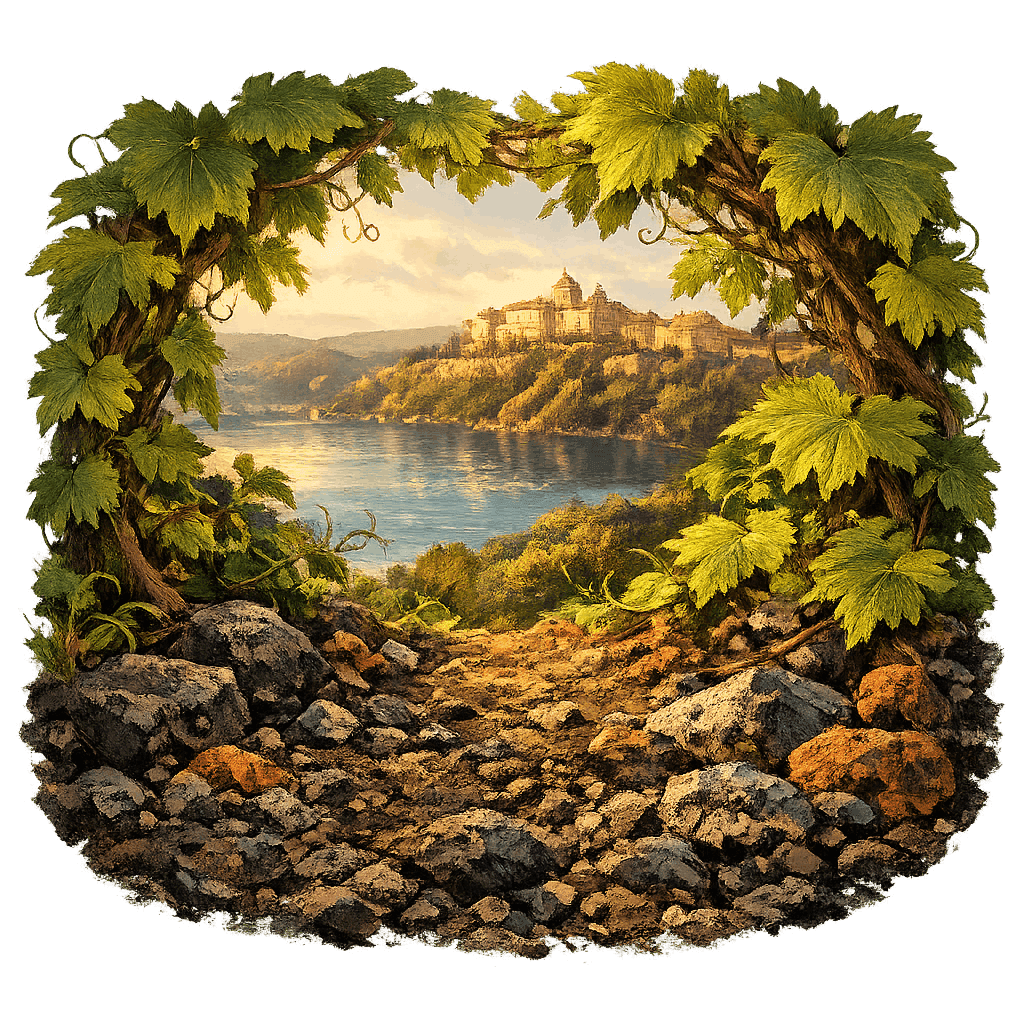 Detailed graphic of the Colli Albani wine region.