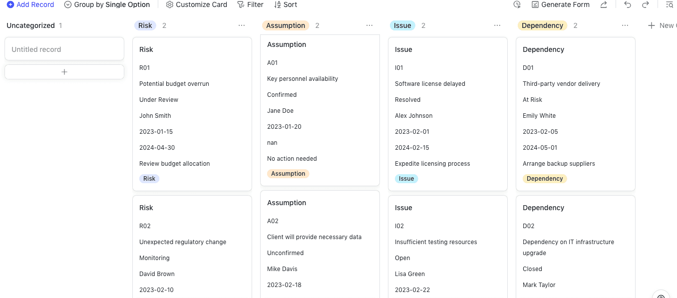 Kanban view in Lark