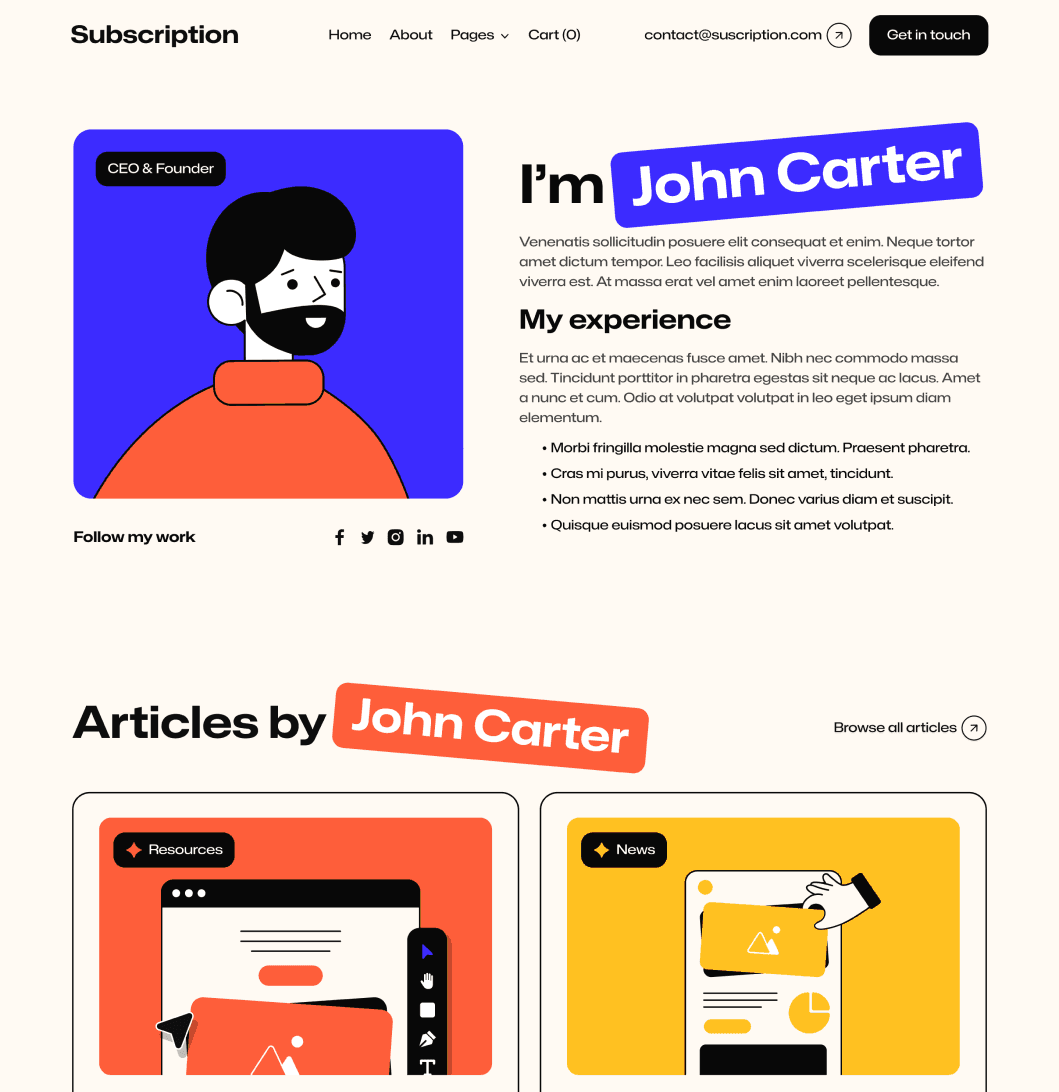 Subscription X - Team Member Page - Design Subscription Agency Framer Template