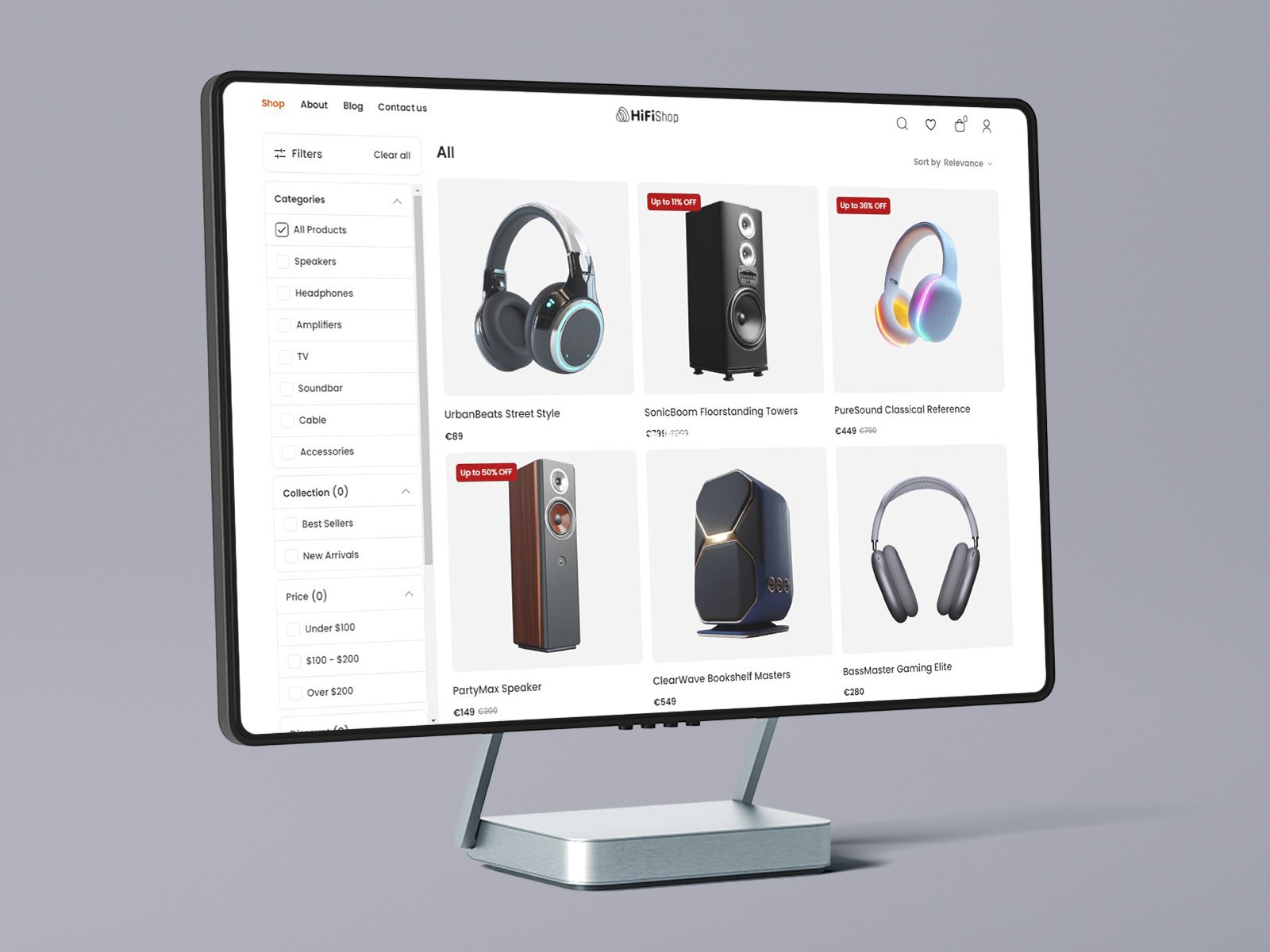 Hifi Store — 黑白极简现代电商网站设计灵感