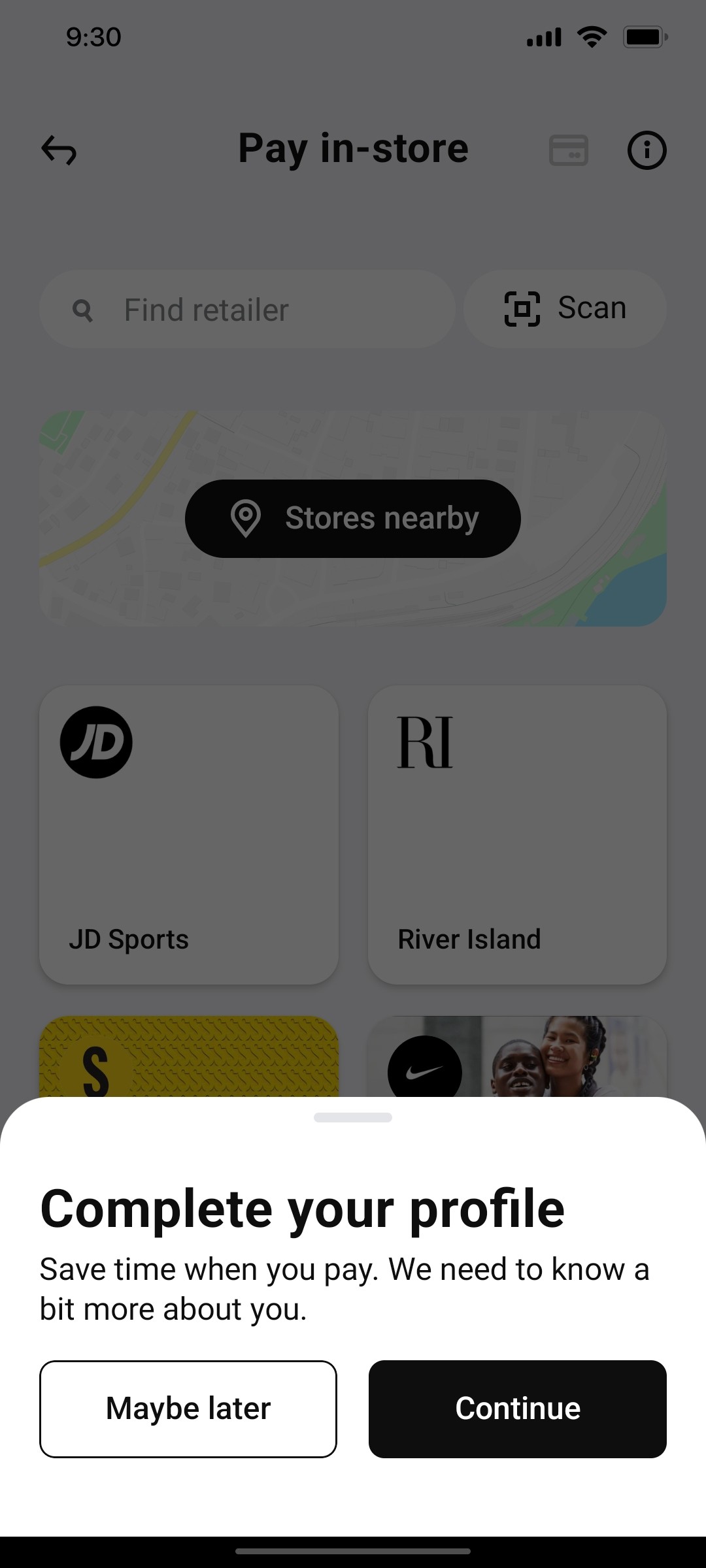 Klarna Pay In Store Page Screen