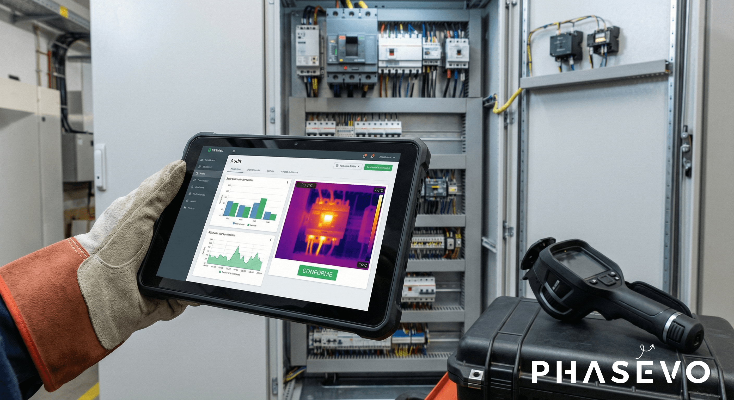 tablette avec audit phasévo et TGBT