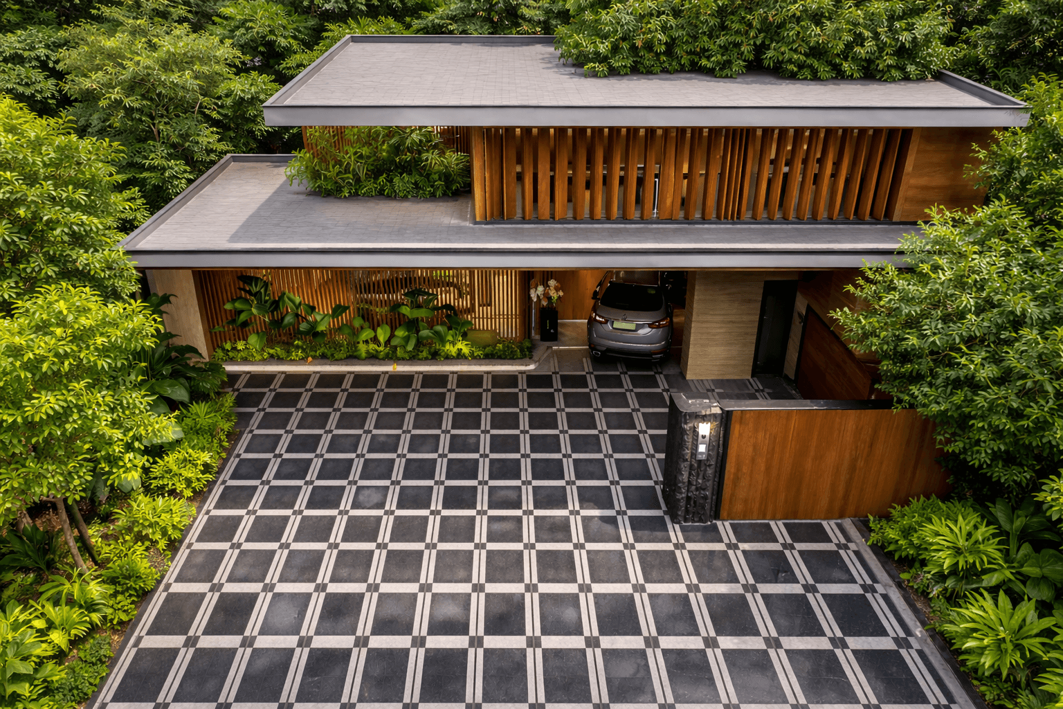 Textured natural stone surface used in outdoor flooring application