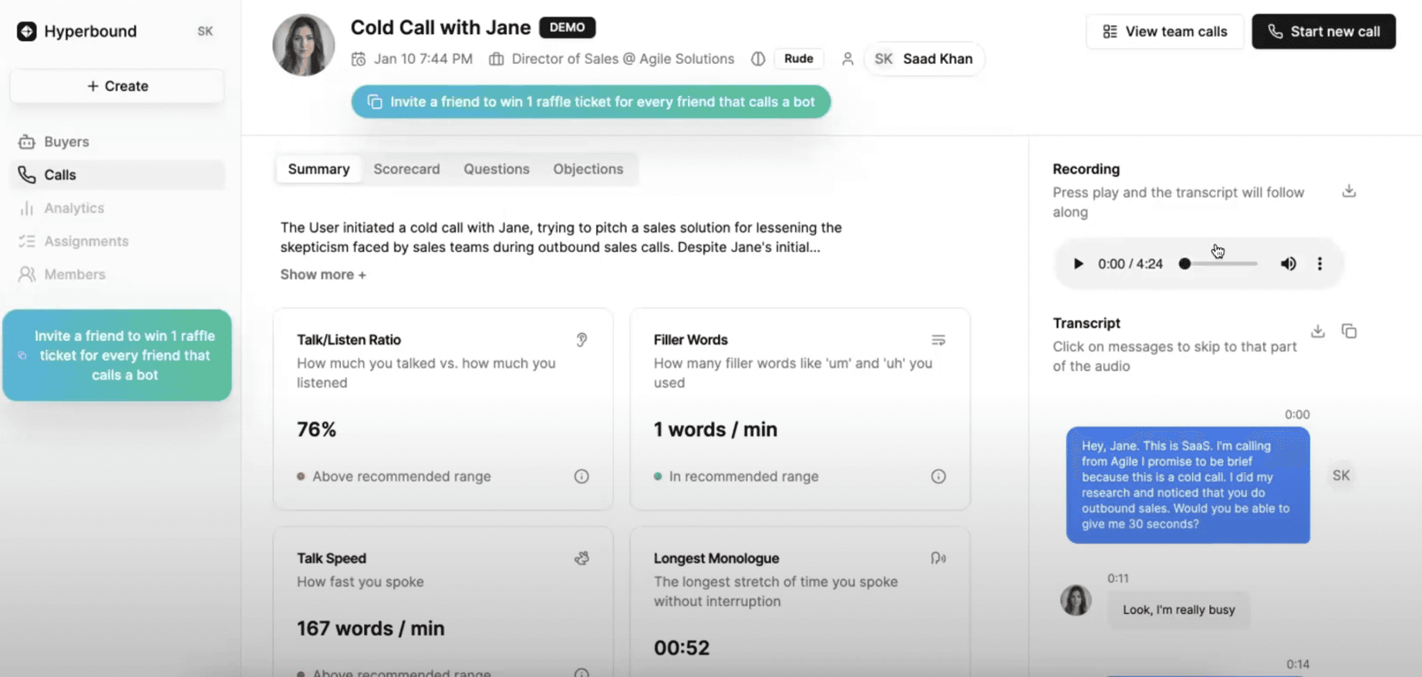 hyperbound call analytics