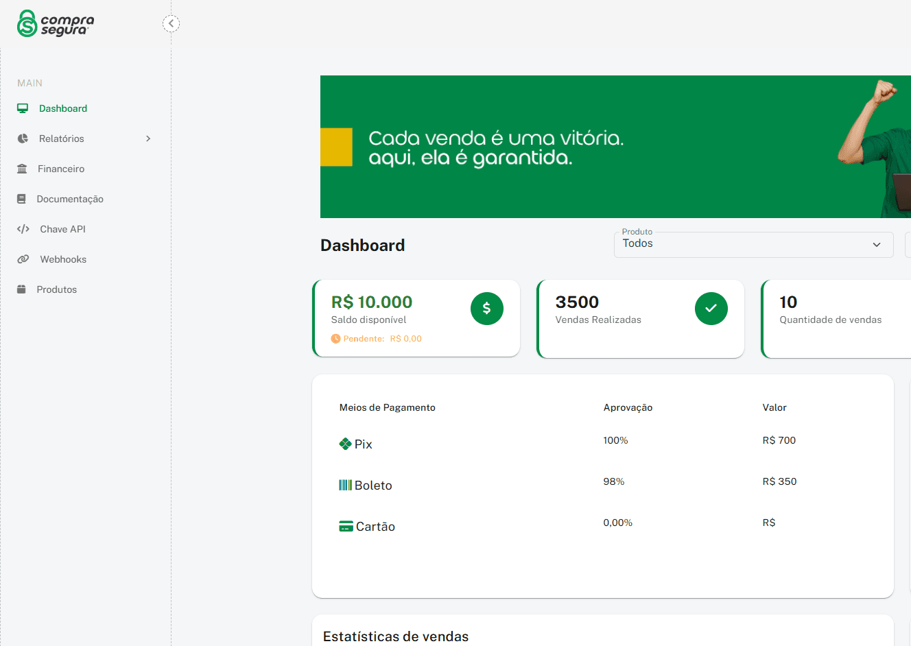 Screenshot of the main dashboard with gradients as background