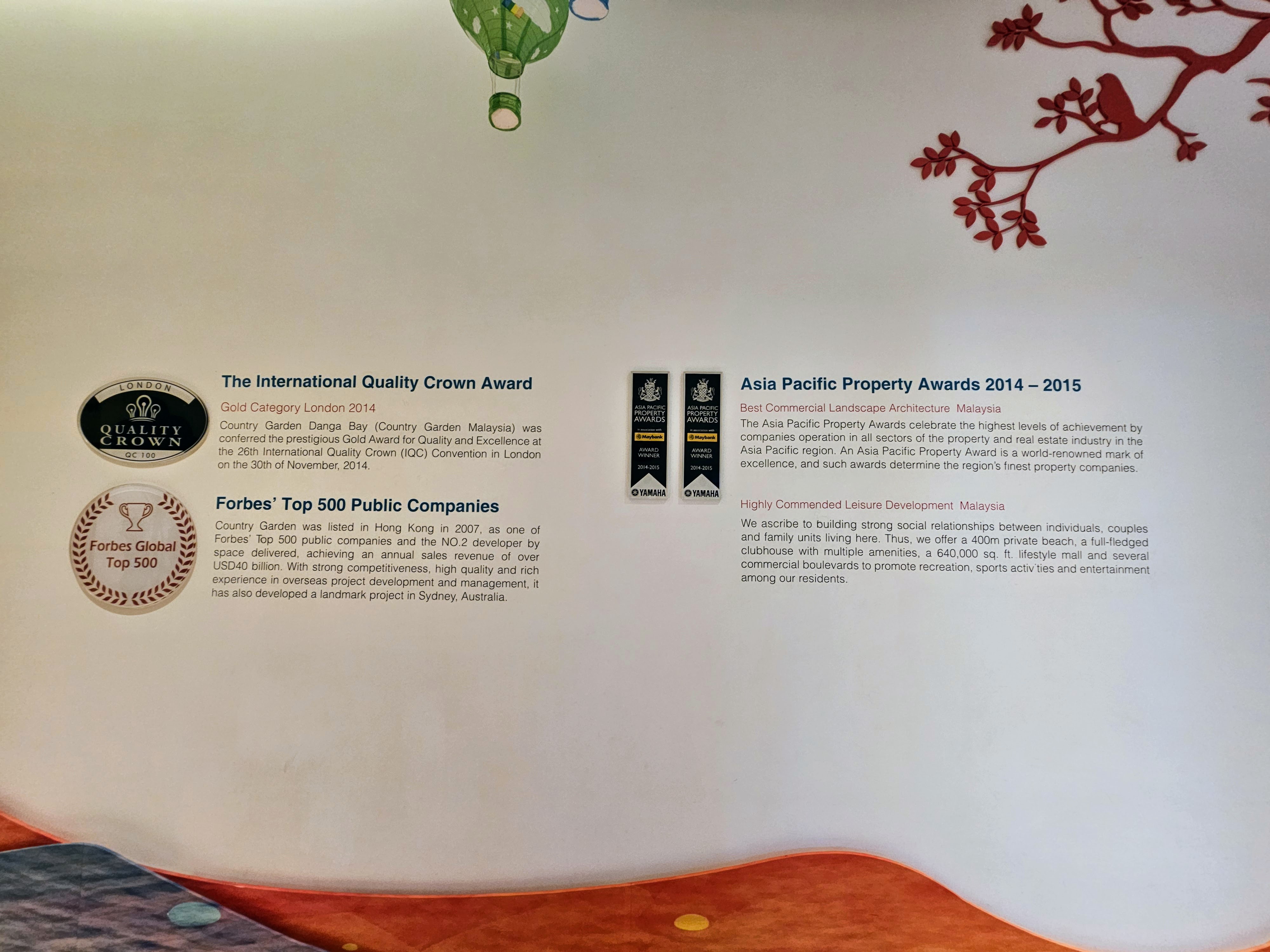 Acheivements earned by the Country Garden's Group