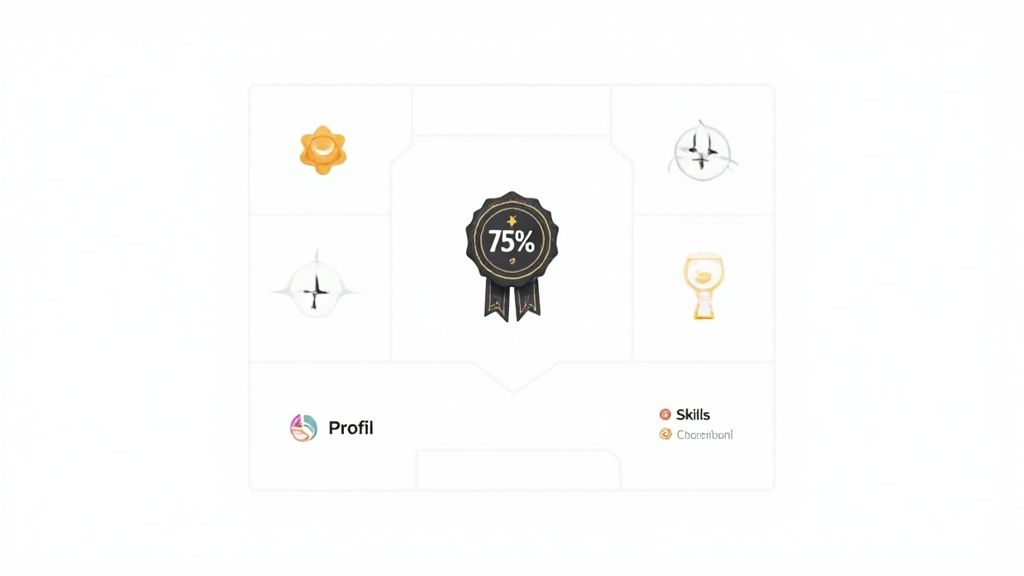 Ein modern gestalteter Lebenslauf liegt auf einem Holztisch neben einem Tablet und einer Kaffeetasse, was die Professionalität des Dokuments unterstreicht.