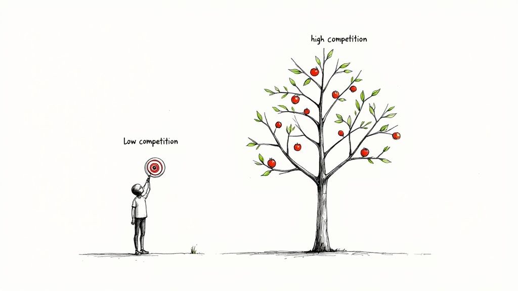 A person using a laptop to analyze charts and graphs, representing SEO keyword research.