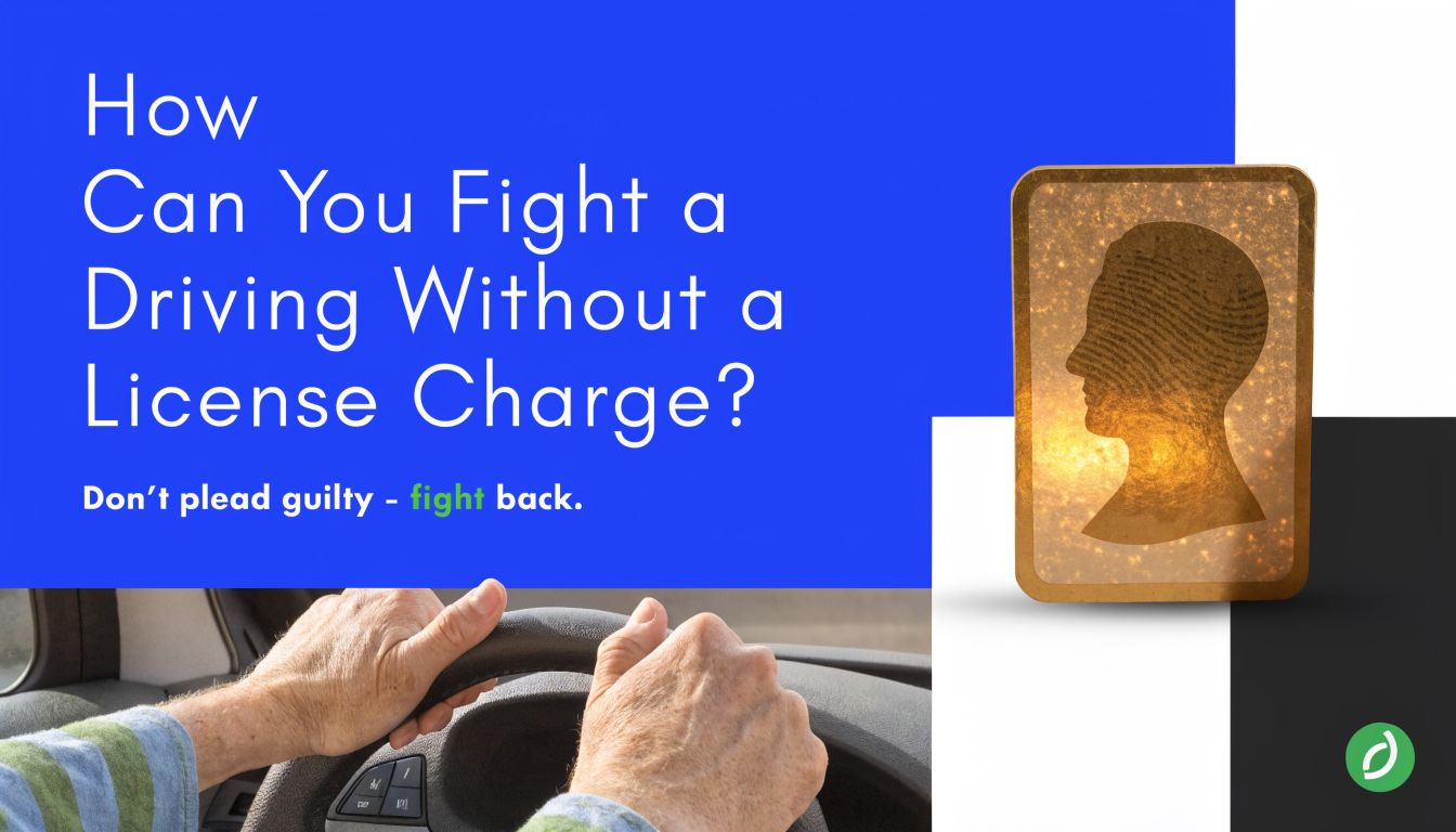 A person driving a car with text overlay discussing how to fight a driving without license charge.