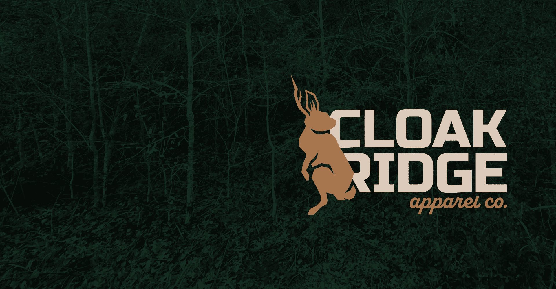 Vector logo example. Outdoor apparel outfitter logo on top of a forest background