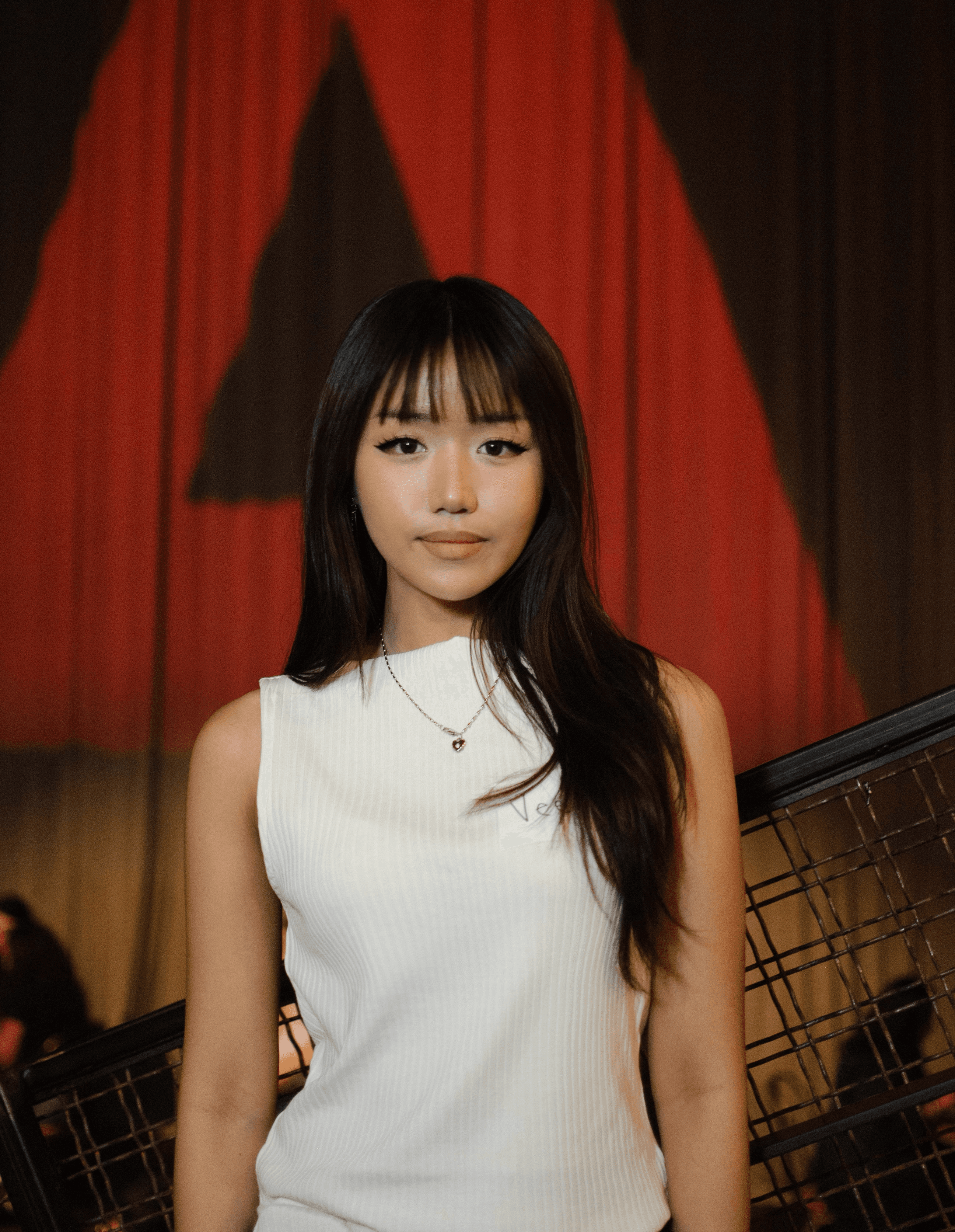 a blurry photo of a person standing in front of a wall