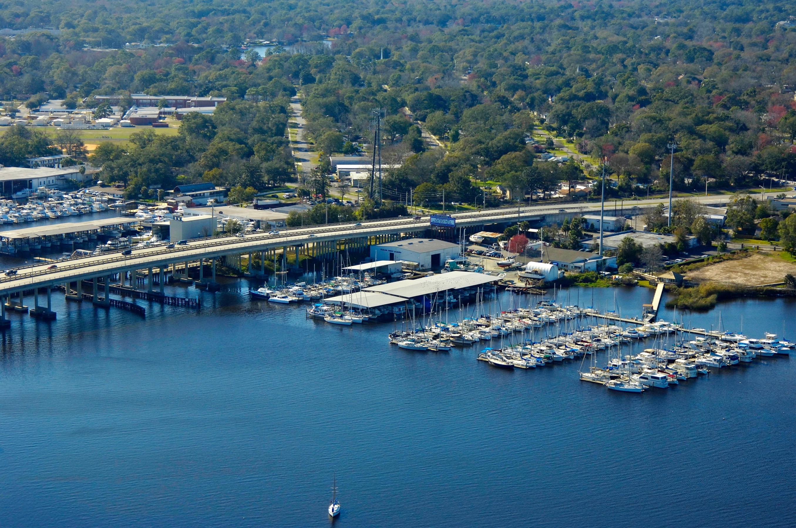 Arial view Sadler point marina