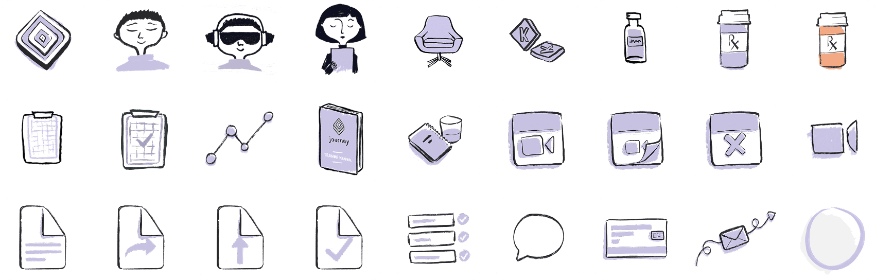 In order to create congruity between the main platform and 3rd party services I created a set of illustrated icons using procreate.