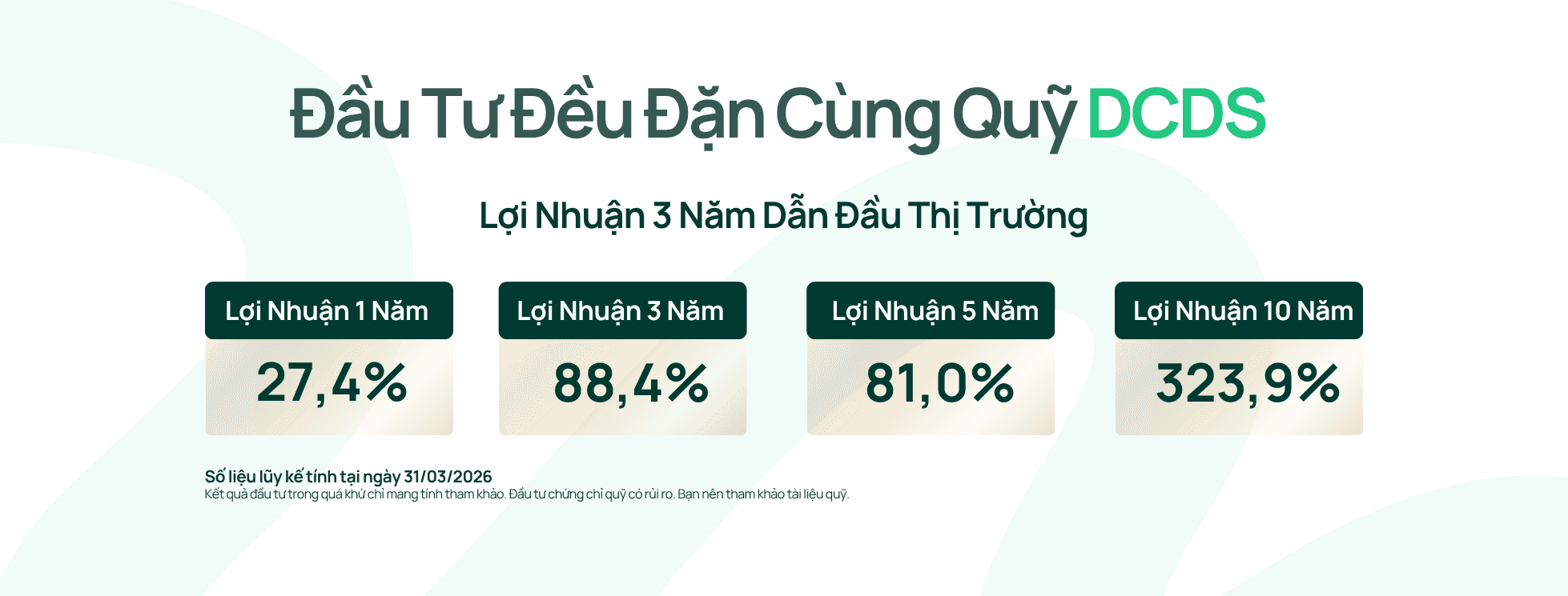 Cập nhật kết quả hoạt động quỹ dcds tháng 03 2026 - lợi nhuận 3 năm dẫn đầu thị trường