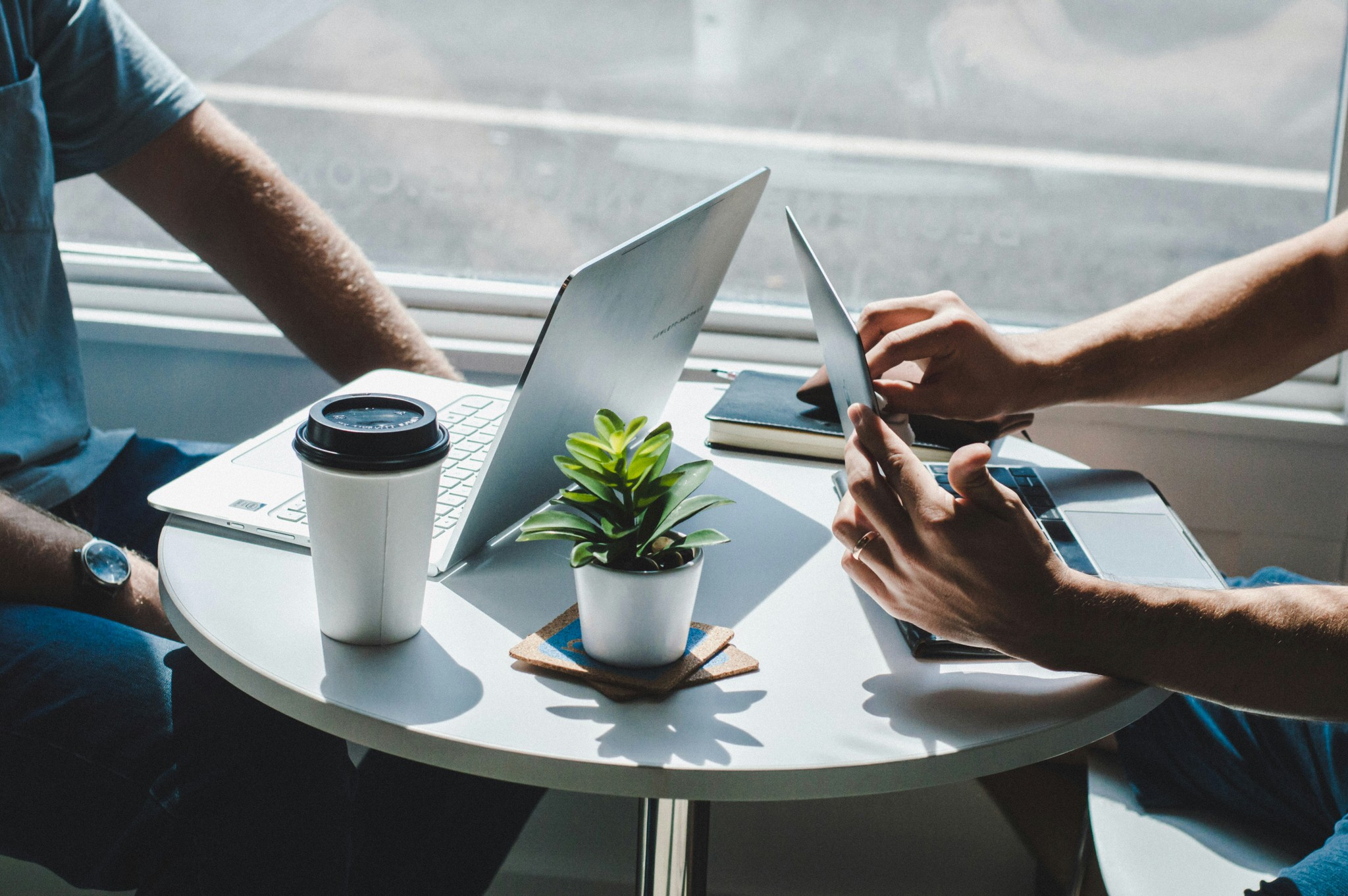 Two people having a meeting