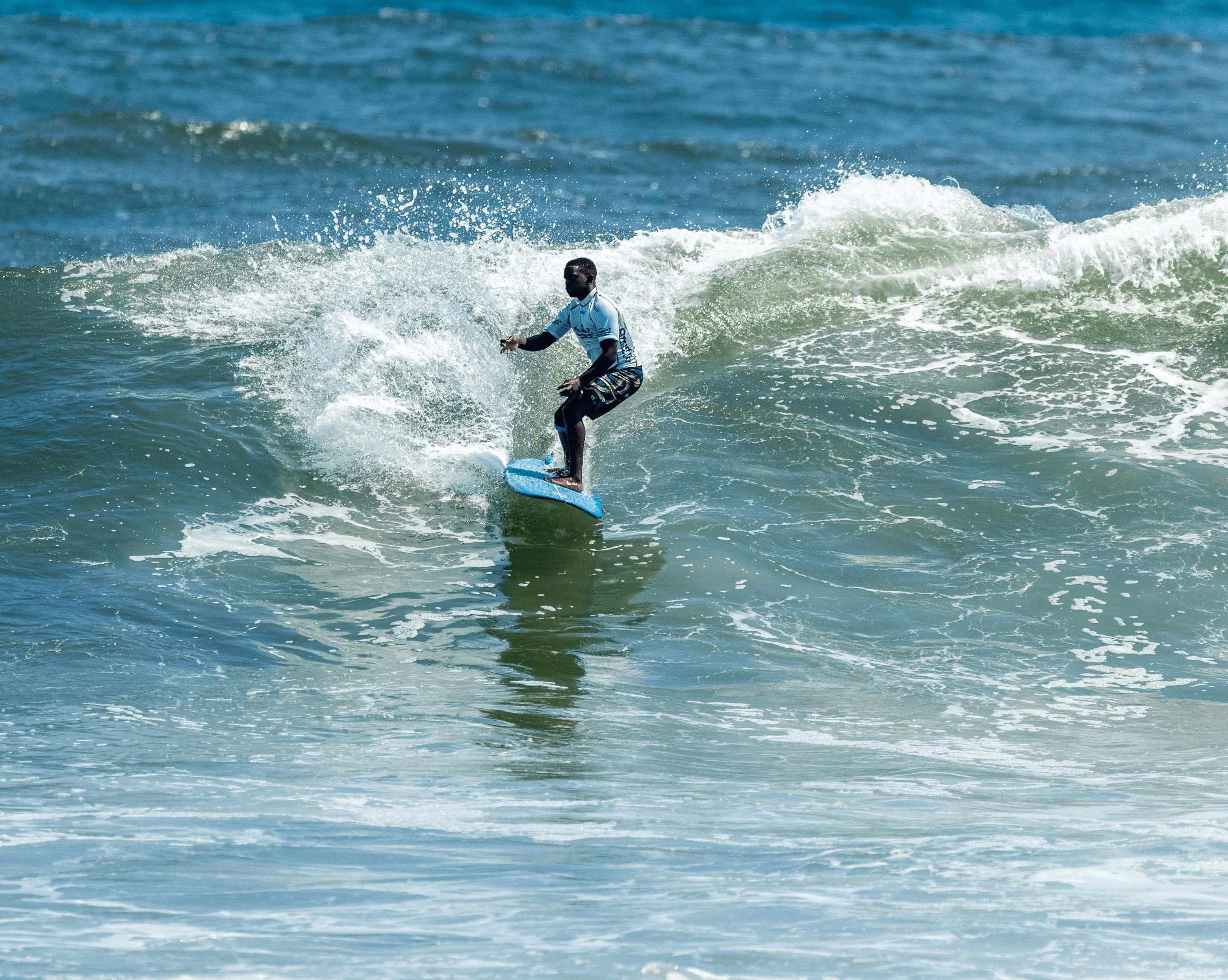 A professional surfer during a surf competition
