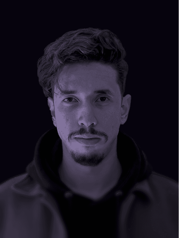 Professional portrait of person on a modern purple gradient background, business headshot for digital branding and team profile.
