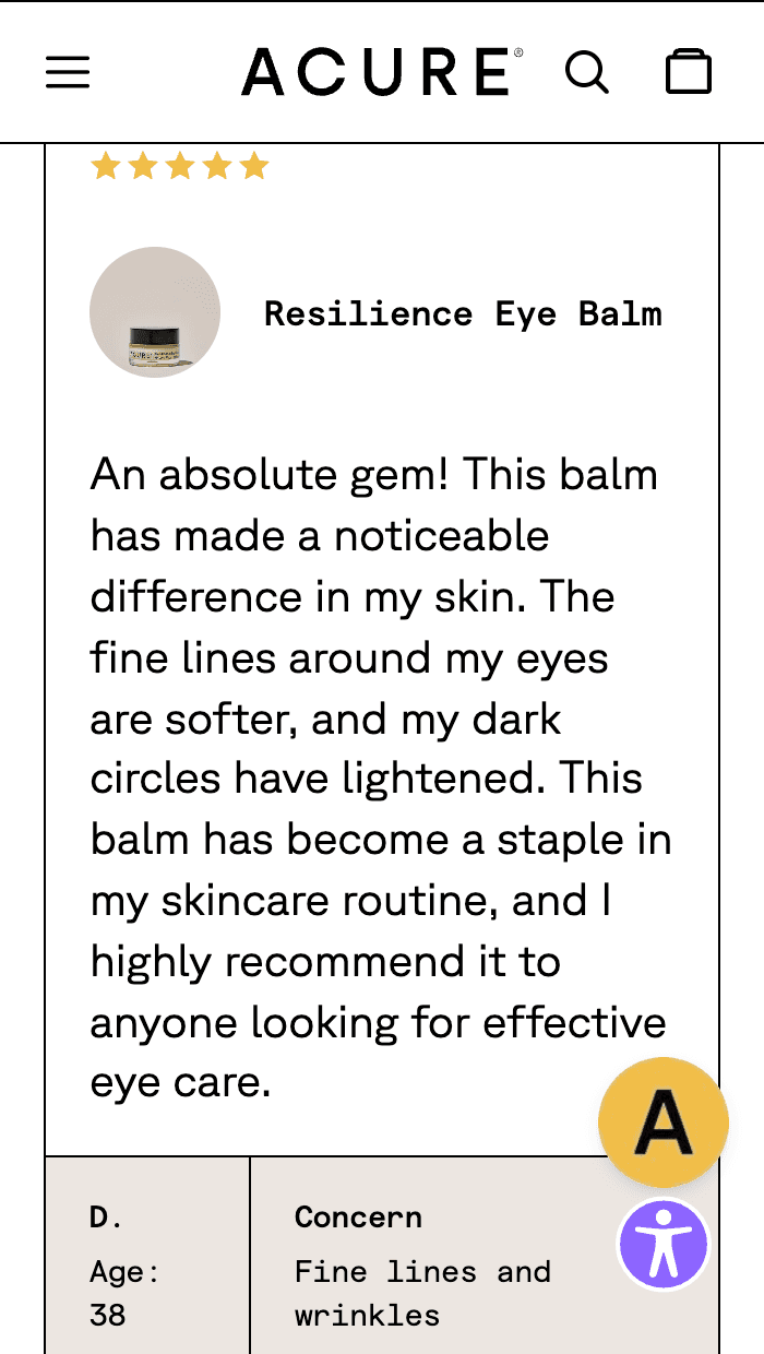 screen grab of website