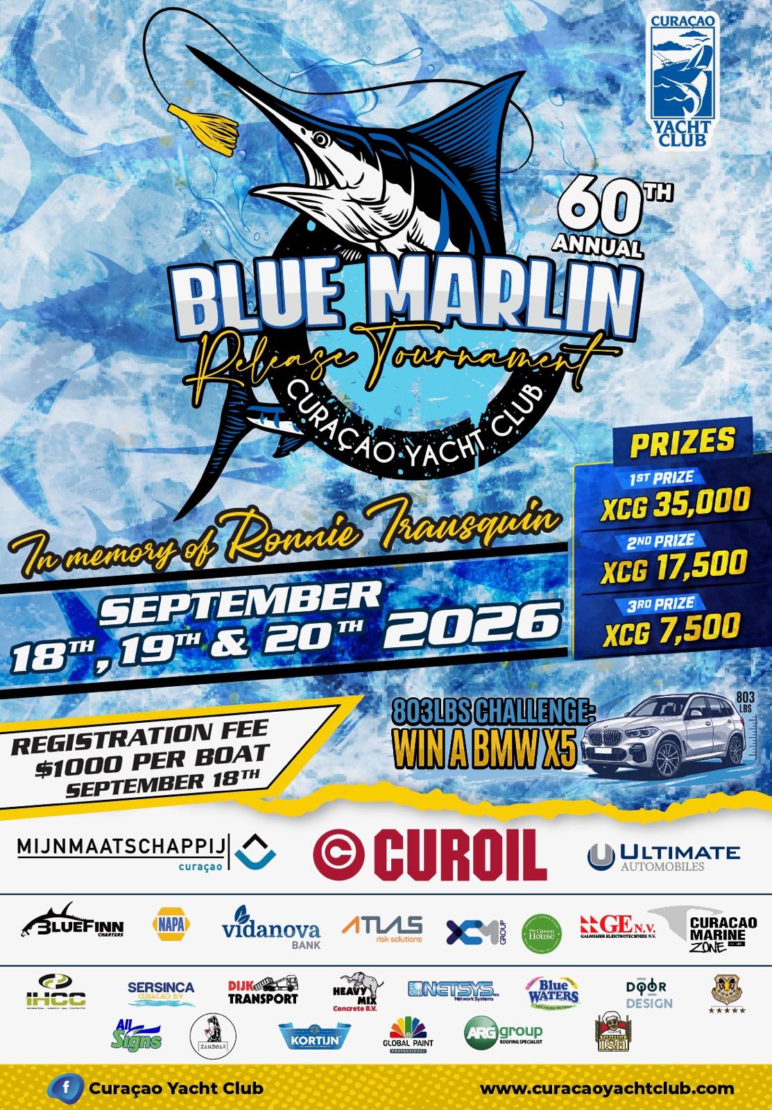 Poster for the 60th Annual Blue Marlin Release Tournament, September 18–20, 2026