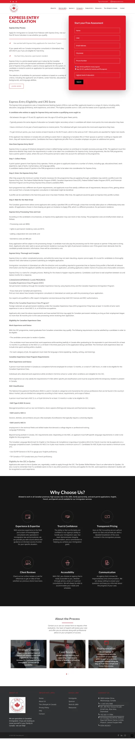 Express Entry Process page for consultcnc website developed & designed by Dreams Agency Mississauga, Ontario