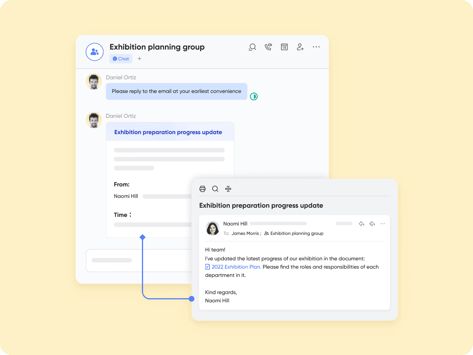 Share email to chat with Lark