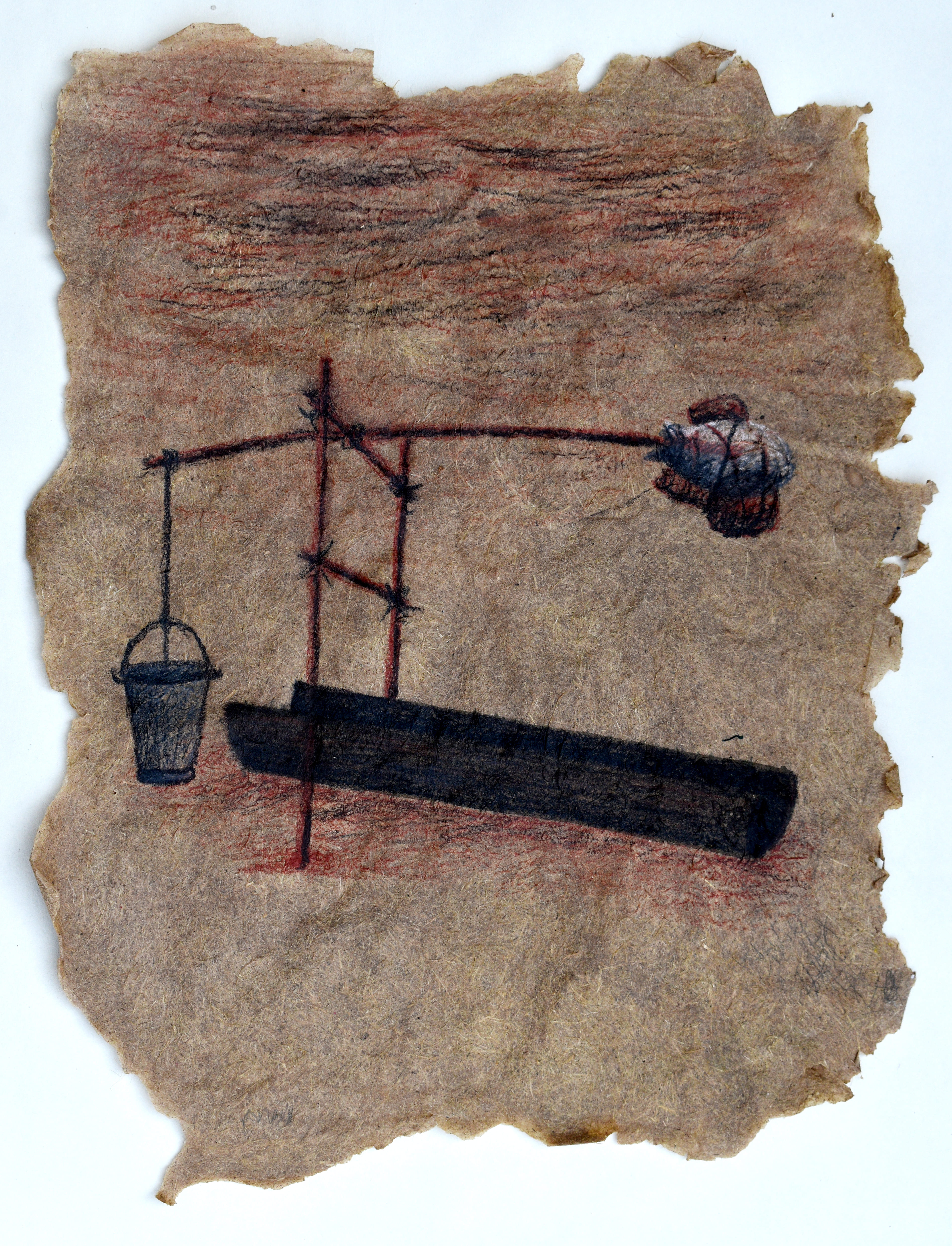 herd of sheep on road painting