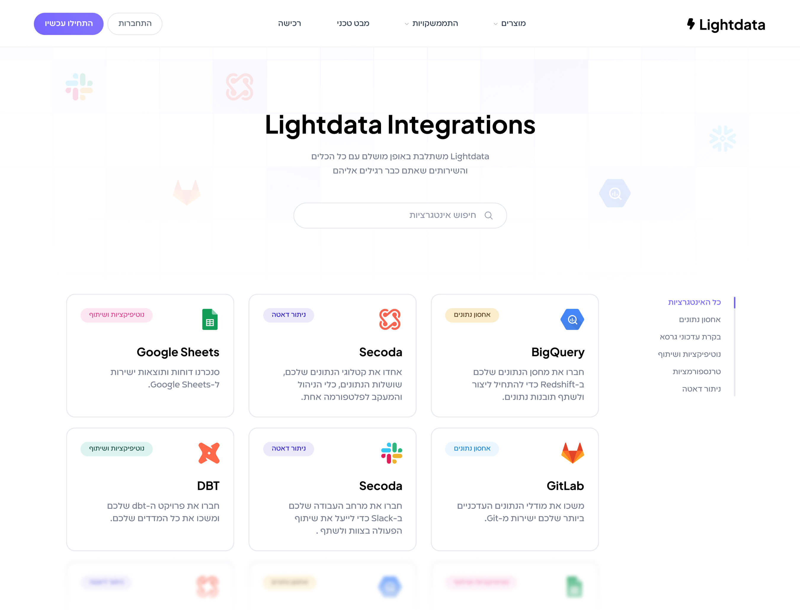 עיצוב ופיתוח אתר תדמית לחברת מוצר לייטדאטא
