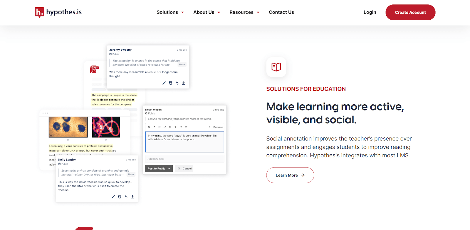 A screenshot of Hypothesis' website