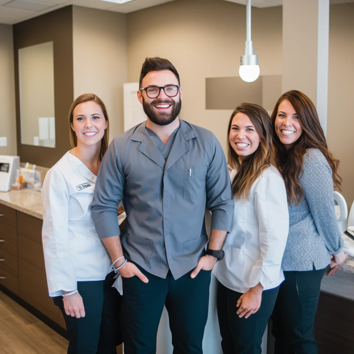 Dentist and Dental Assistants Smiling.