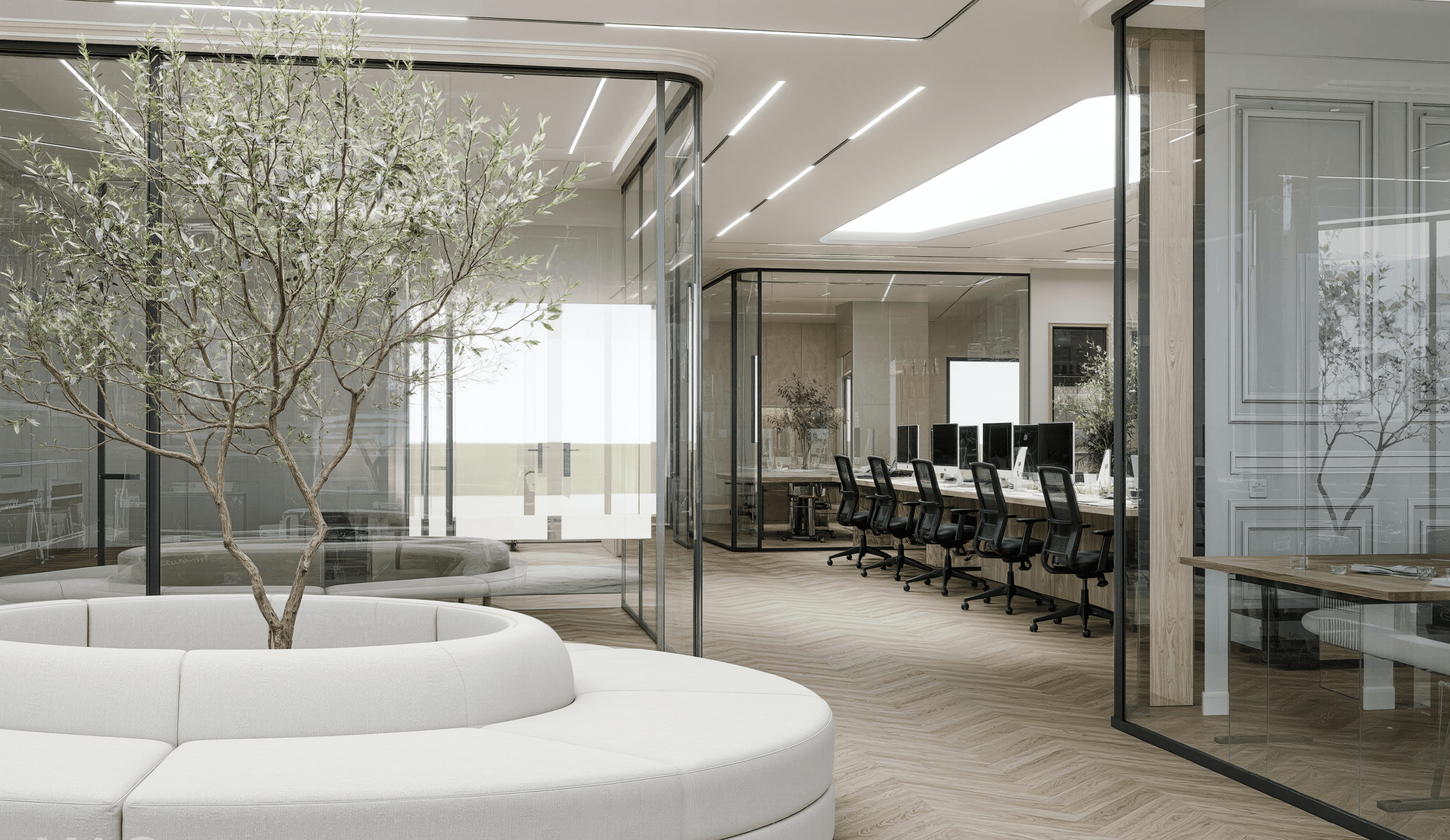 Modern coworking meeting room at Oh My Desk Dubai — a flexible office space for startups in Business Bay and Downtown Dubai.