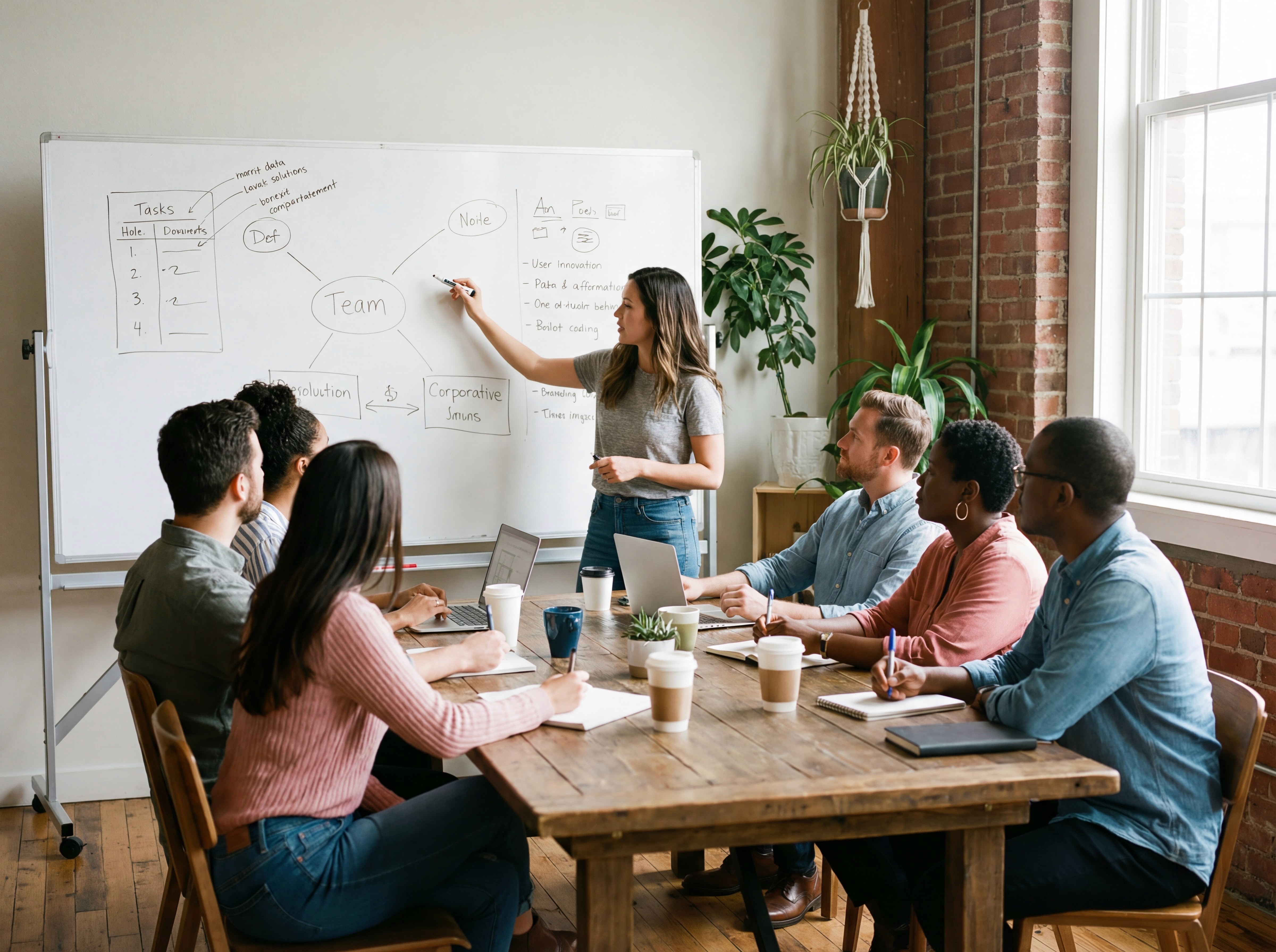 a group of people in a modern office setting undertaking a safety induction