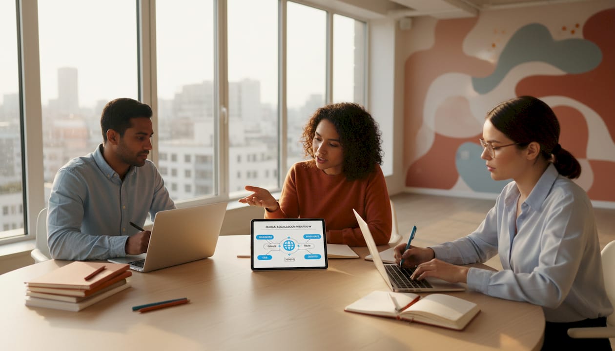 Team collaborates on localization workflow meeting