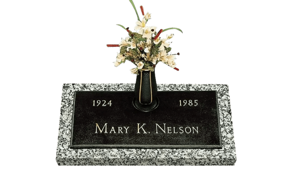 Bronze marker with flowers